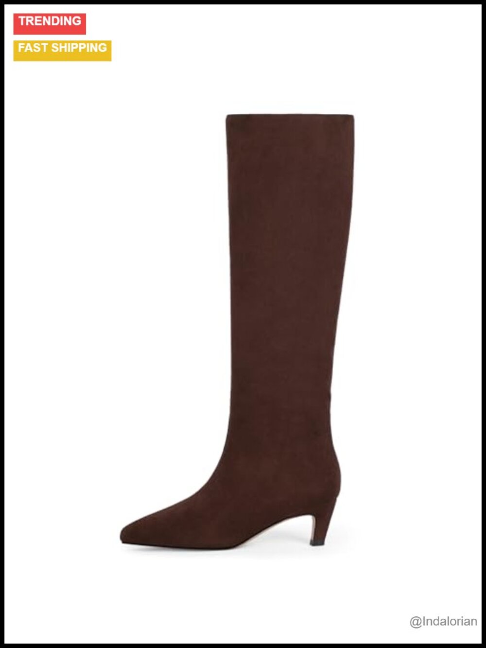 Kitten Heel Knee High Boots Square Toe Faux Suede Women's Tall Boots